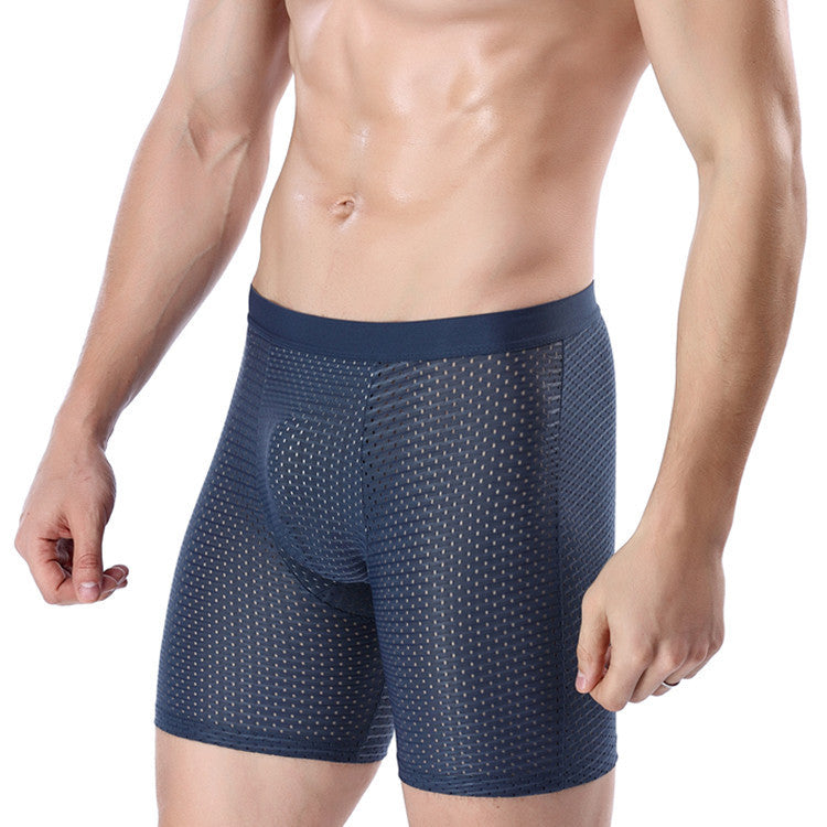 Men's Ice Silk Mesh Lengthened Boxer Underwear