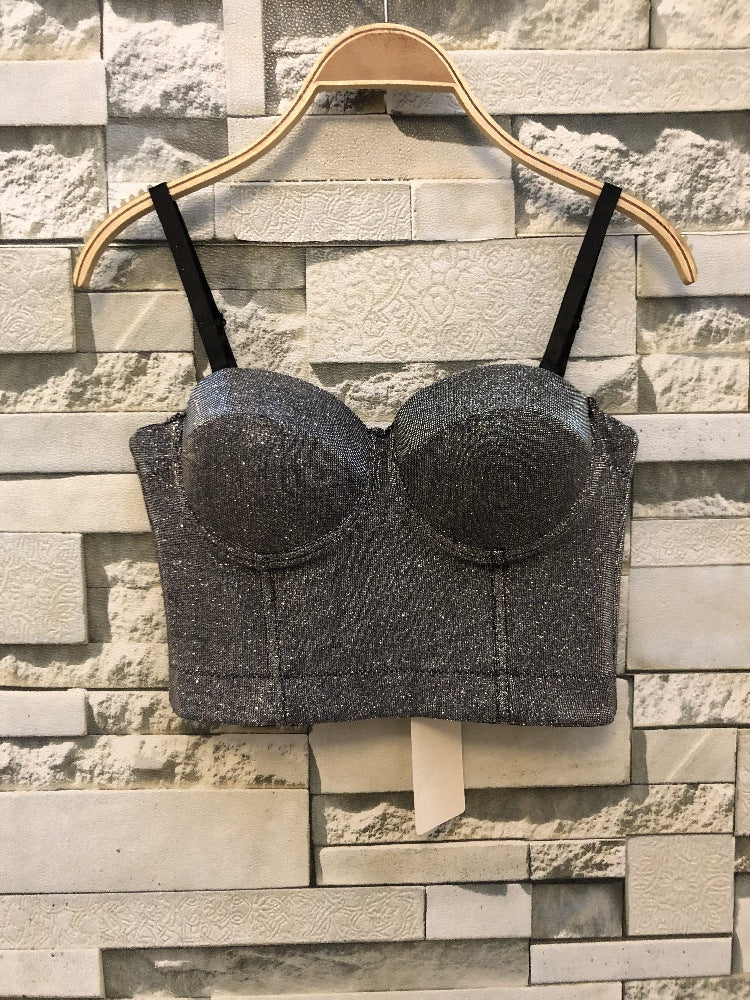 New Nightclub Sexy Flash High Waist INS Wild Tube Top Strap Top