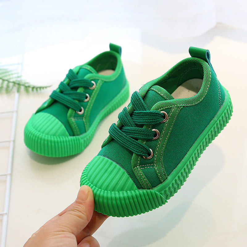 Candy-colored canvas children's shoes
