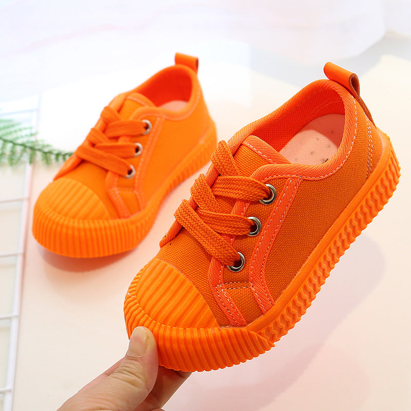 Candy-colored canvas children's shoes