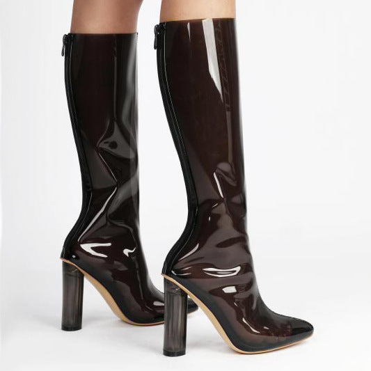 Round Toe Chunky Heel Platform Heel Plus Size Over The Knee Boots Women's Boots