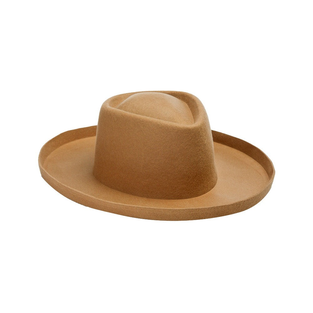 Simple Fashion Wool Top Hat Vintage Curling Woolen Women's Felt Cap