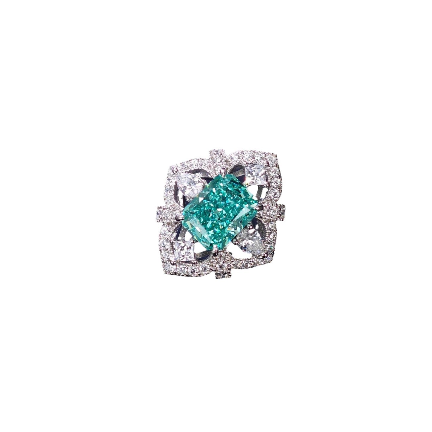 S925 Sterling Silver Gold-plated Diamond Ring Female Heavy Industry