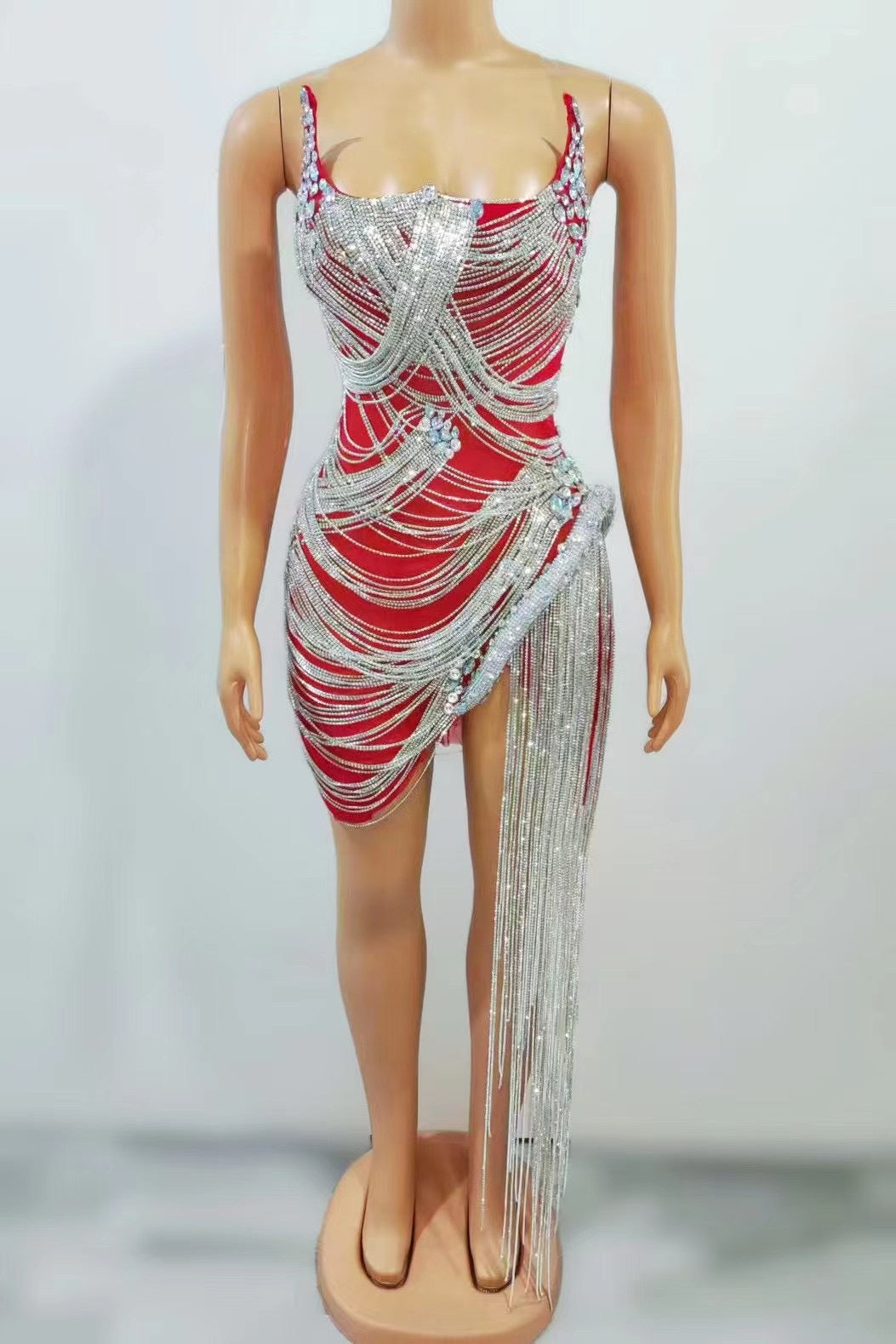 Crystal Tassel Birthday Photo Shoot Dress Women's Ball Gown