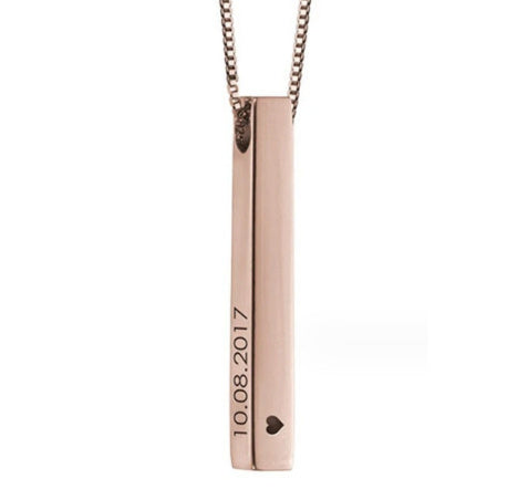 Long Square Three-dimensional Column Cross Copper Necklace