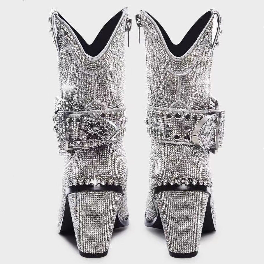 Women's Fashionable Chunky Heel Catwalk Fashion Boots
