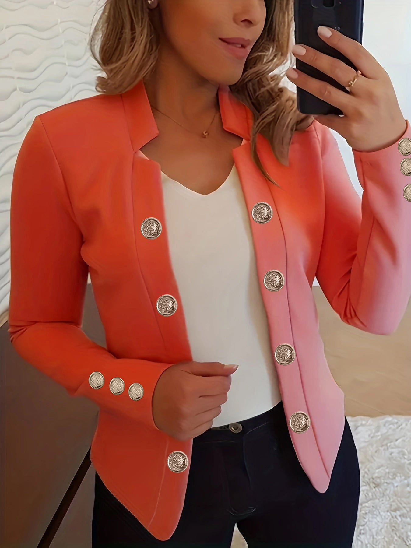 Women's Fashion Cuff Button Small Suit