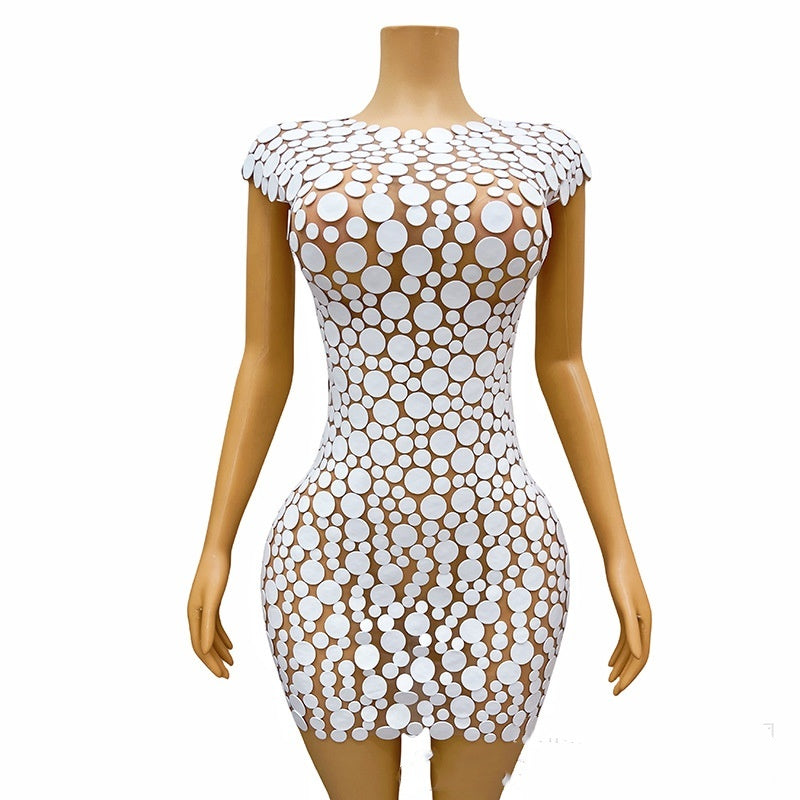 Round Sequins Slim-fit Sheath High-end Elegant Short Gowns Dress