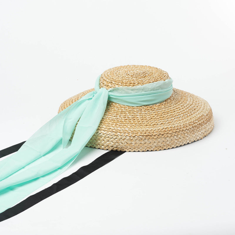 Vintage Shallow Flat Top Chiffon Hat