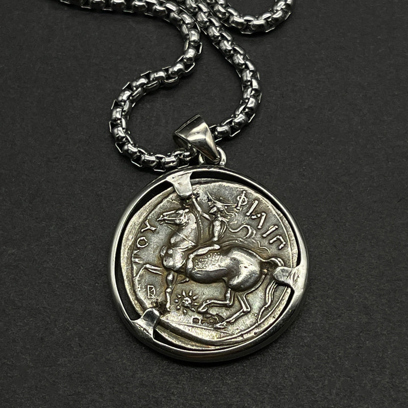High-end Elegant Sterling Silver Men's Trendy Coin Necklace