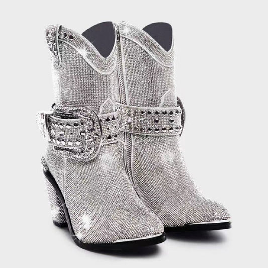 Women's Fashionable Chunky Heel Catwalk Fashion Boots