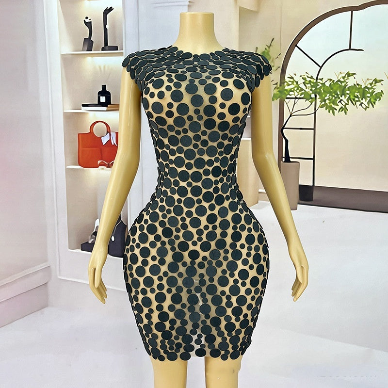 Round Sequins Slim-fit Sheath High-end Elegant Short Gowns Dress