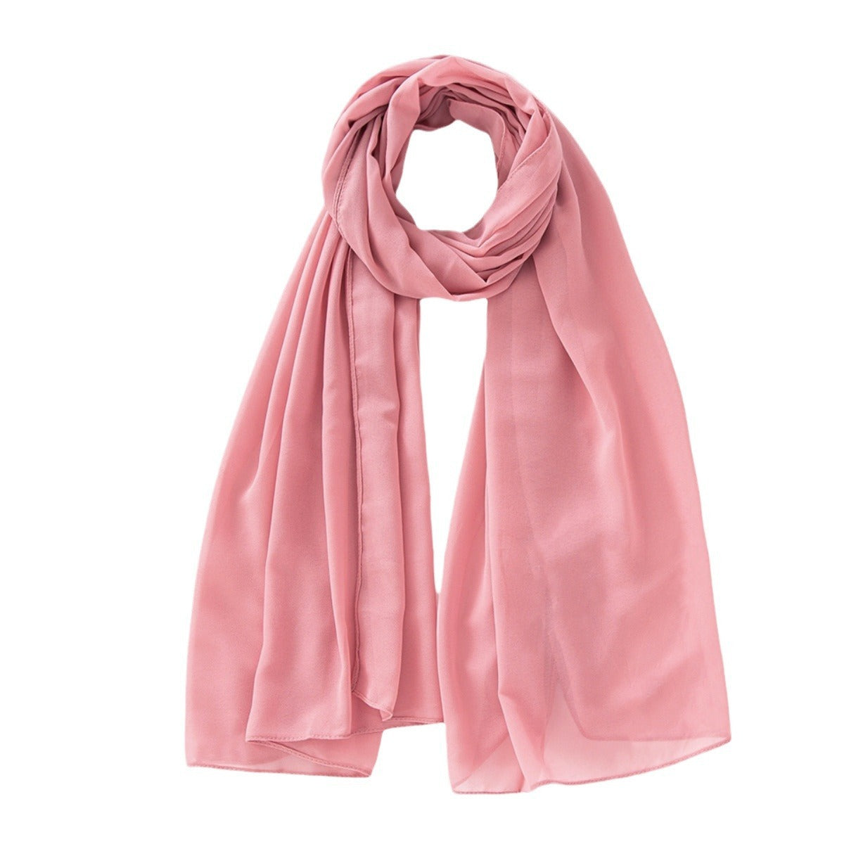 Women's Pure Color Pearl Chiffon Bubble Scarf Gauze Scarf