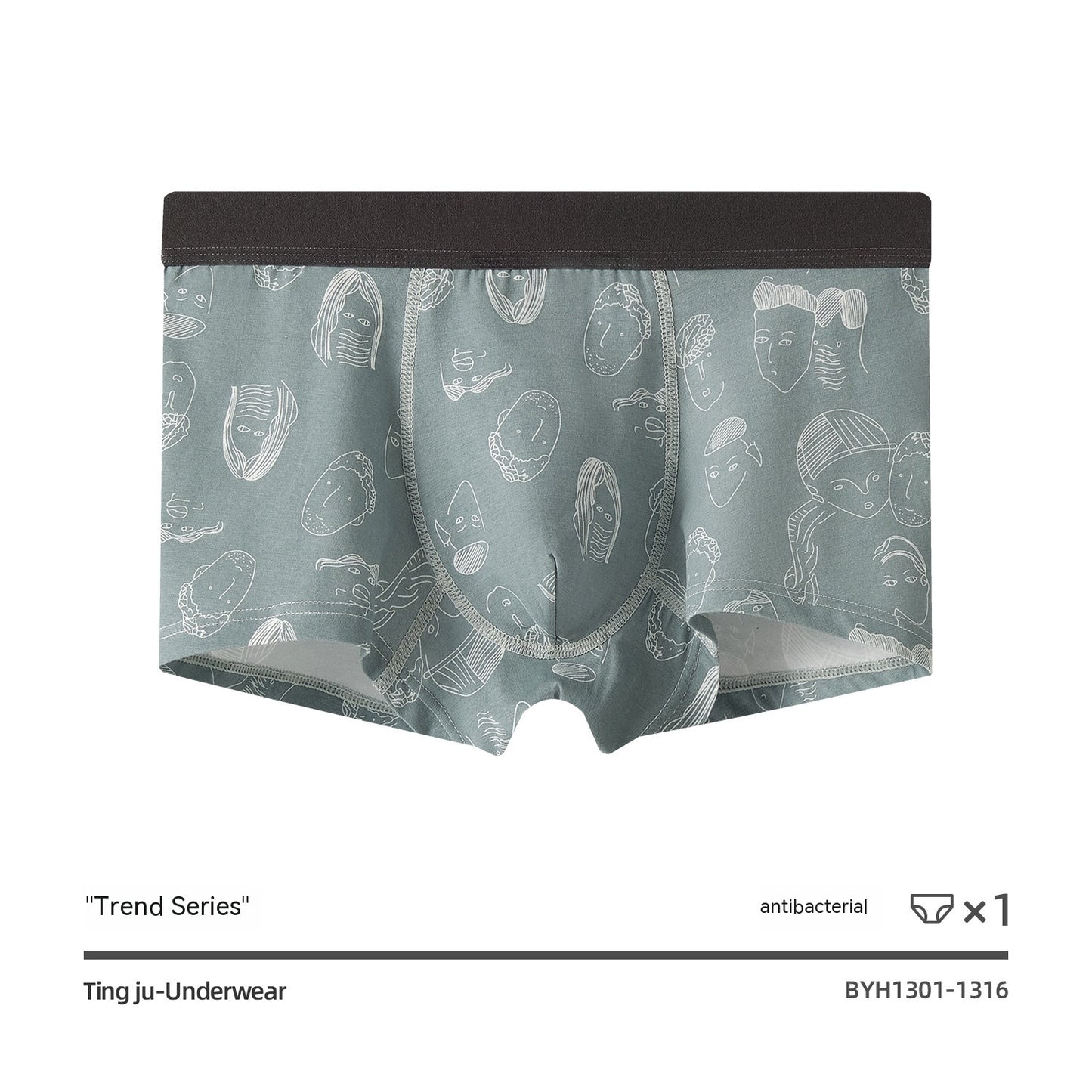Men's Underwear Pure Cotton Teenagers Boxer Mid Waist