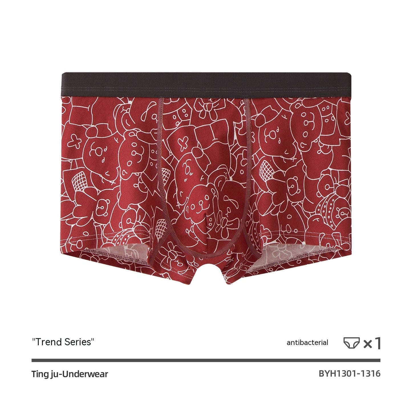 Men's Underwear Pure Cotton Teenagers Boxer Mid Waist