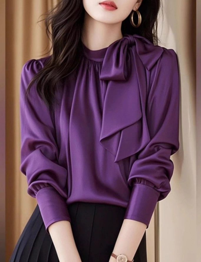 Purple Acetate Satin Top For Women