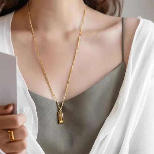 Special-interest Design Rich Small Gold Bar Long Necklace For Women
