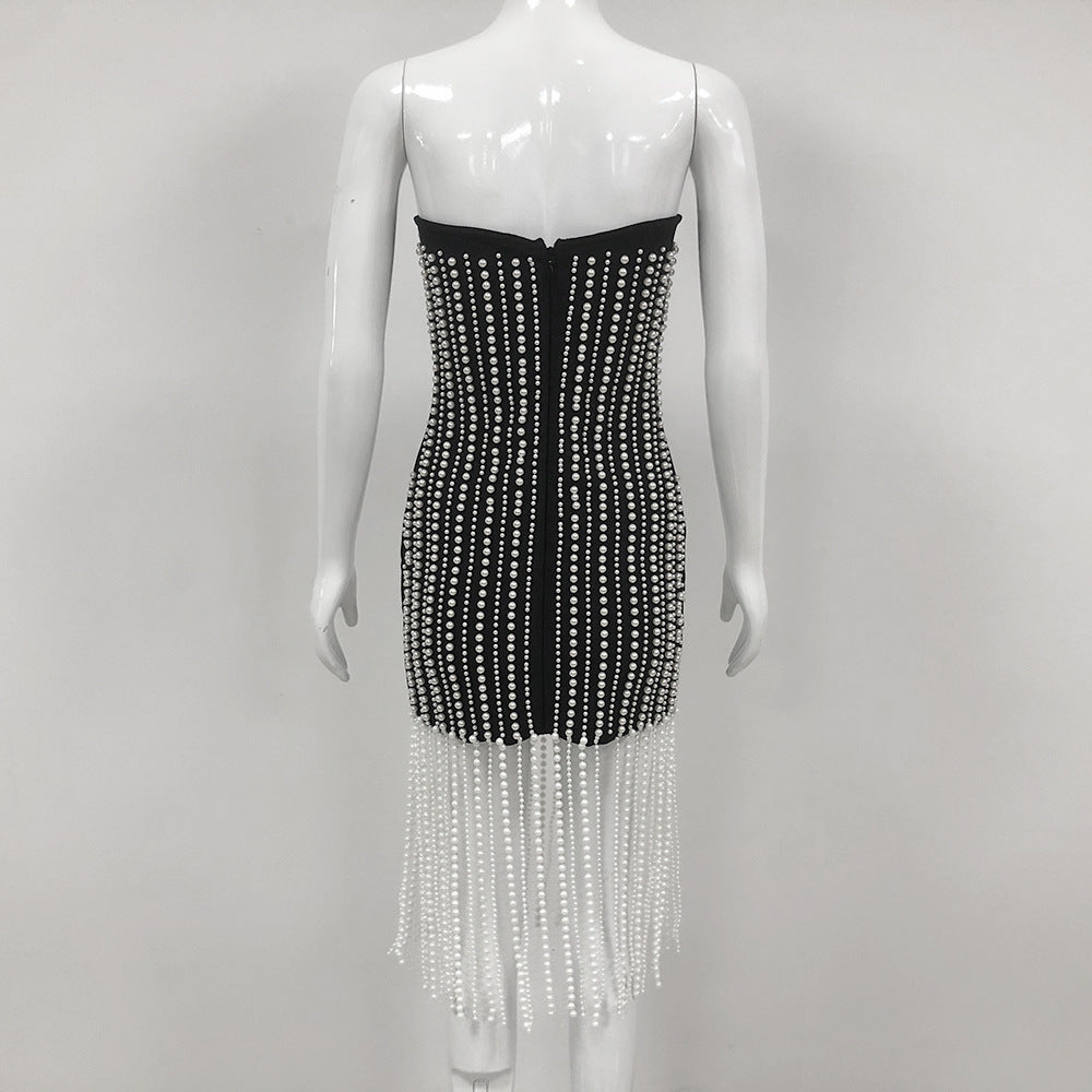 Sexy Tube Top Heavy Industry Beads Short Skirt For Women