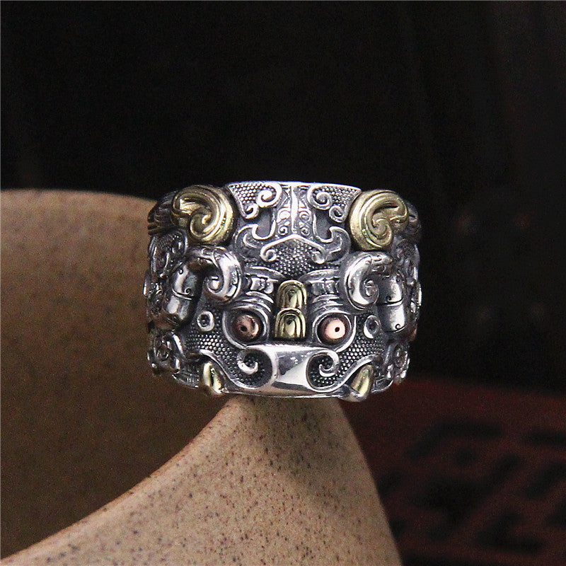 S925 Sterling Silver Vintage Dragon Pattern Ring