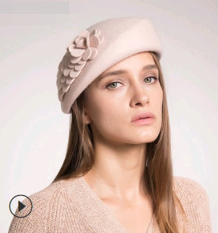 Autumn and winter season new painter hat high quality wool hat hat ladies Europe and America beret stewardess hat
