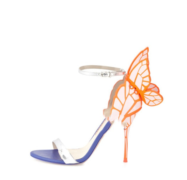 Fashion Open Toe One Word Strap Women's Sandals Leather High Heels