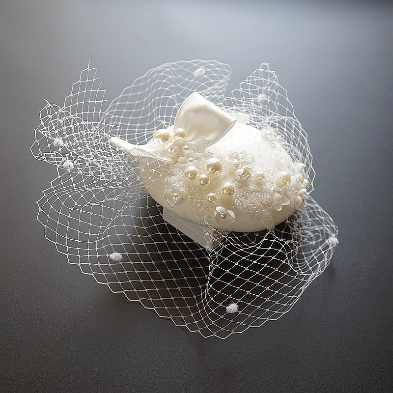 French Ladies Pearl Hat With Bow