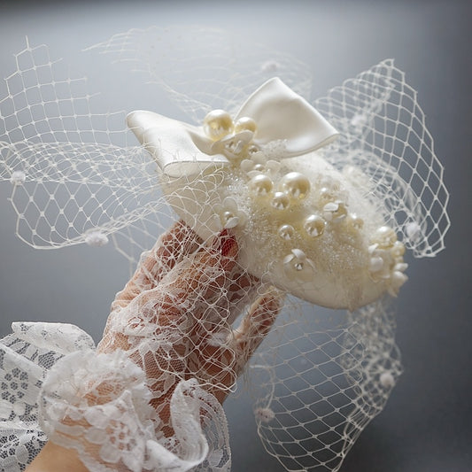 French Ladies Pearl Hat With Bow