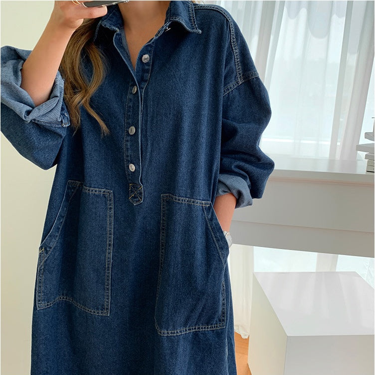 Ladies Fashion Personality Loose Denim Dress