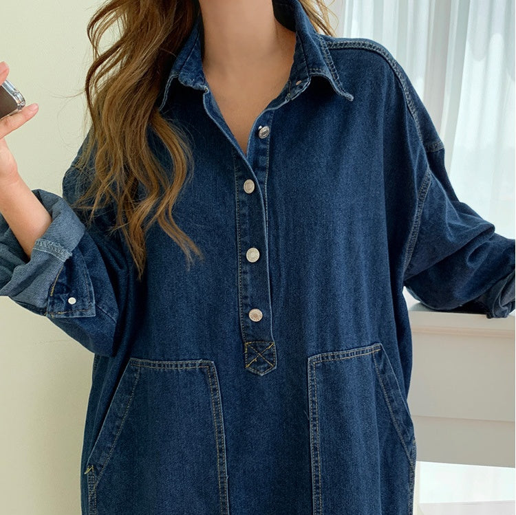 Ladies Fashion Personality Loose Denim Dress