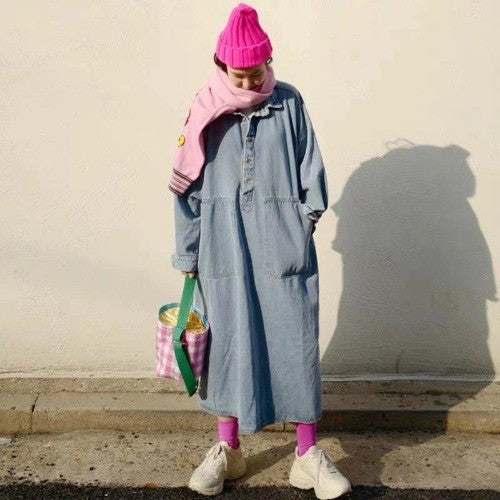 Ladies Fashion Personality Loose Denim Dress