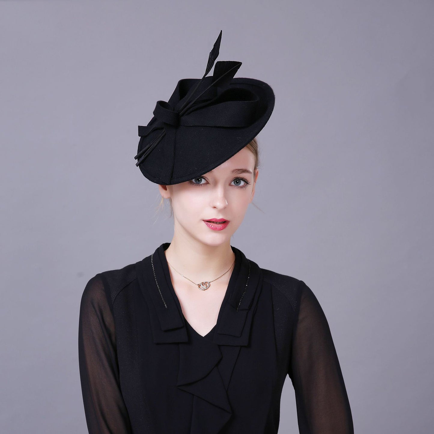 Ladies Woolen Headwear Elegant Banquet Top Hat