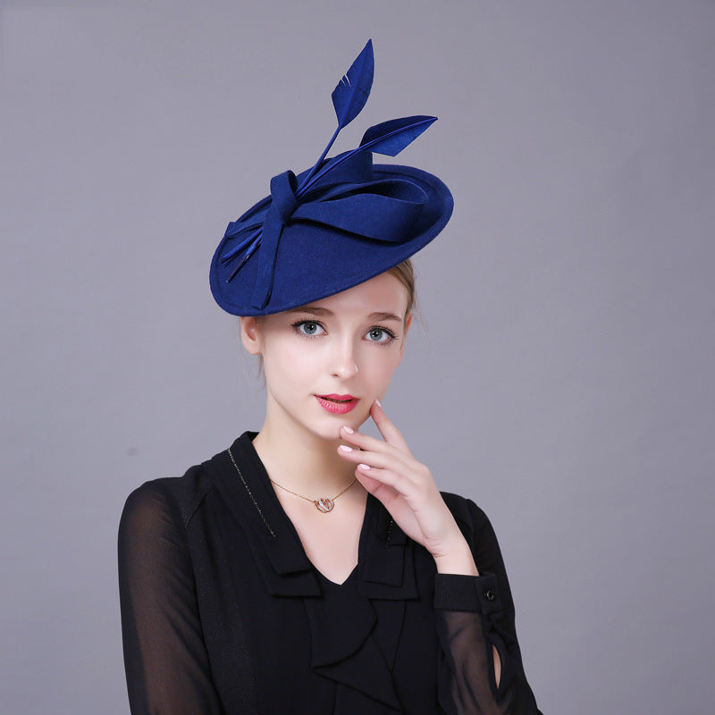 Ladies Woolen Headwear Elegant Banquet Top Hat