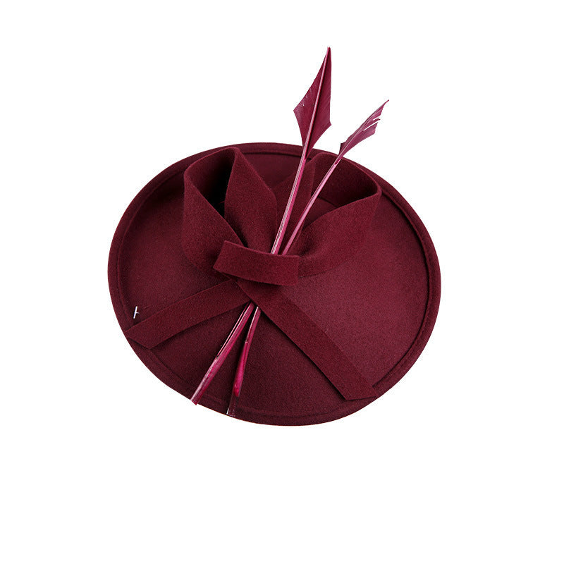 Ladies Woolen Headwear Elegant Banquet Top Hat