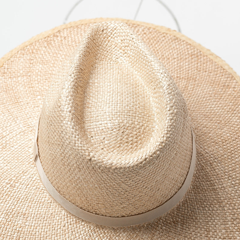 European And American Spring And Summer New Fashion High Top Treasure Grass Big Brim Straw Hat Outdoor Travel Sunscreen Sunshade Beach Straw Hat