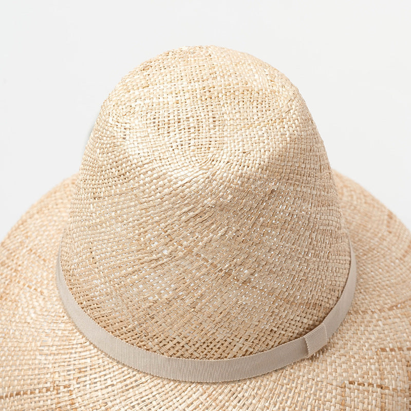 European And American Spring And Summer New Fashion High Top Treasure Grass Big Brim Straw Hat Outdoor Travel Sunscreen Sunshade Beach Straw Hat