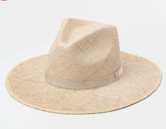 European And American Spring And Summer New Fashion High Top Treasure Grass Big Brim Straw Hat Outdoor Travel Sunscreen Sunshade Beach Straw Hat