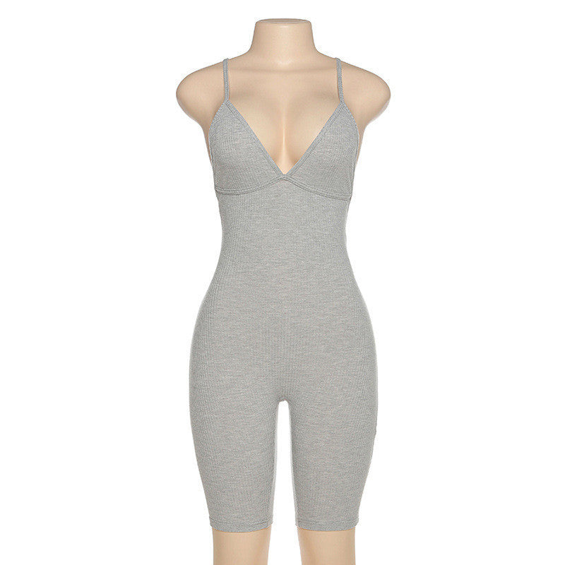 Sexy Sling Halter Short Sports Short Jumpsuit