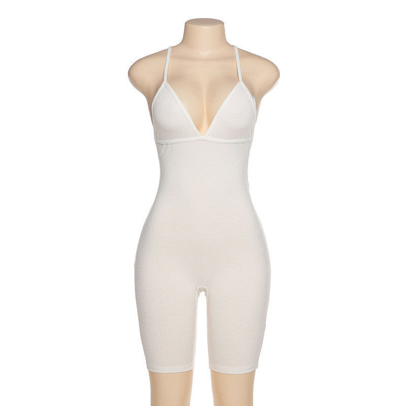 Sexy Sling Halter Short Sports Short Jumpsuit