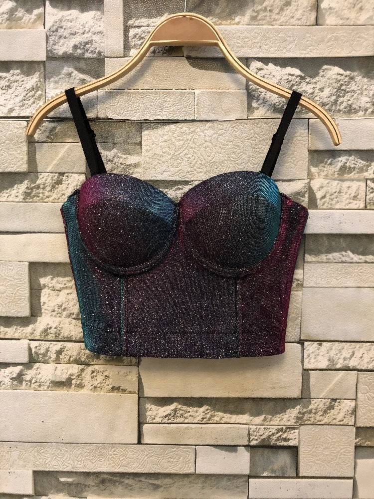 New Nightclub Sexy Flash High Waist INS Wild Tube Top Strap Top