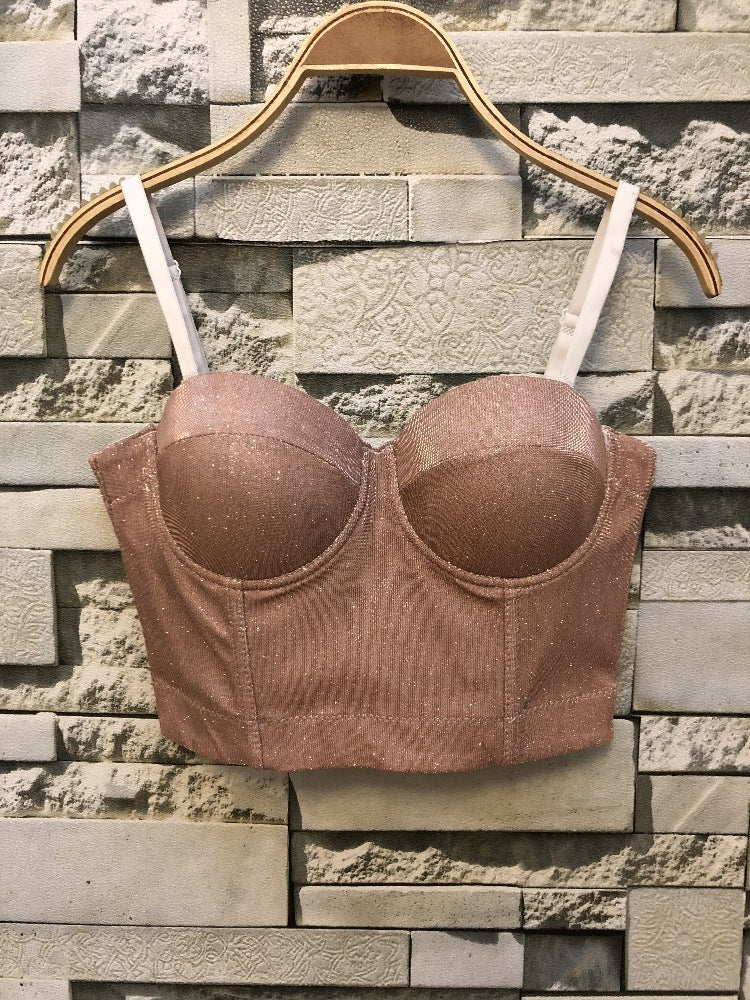 New Nightclub Sexy Flash High Waist INS Wild Tube Top Strap Top