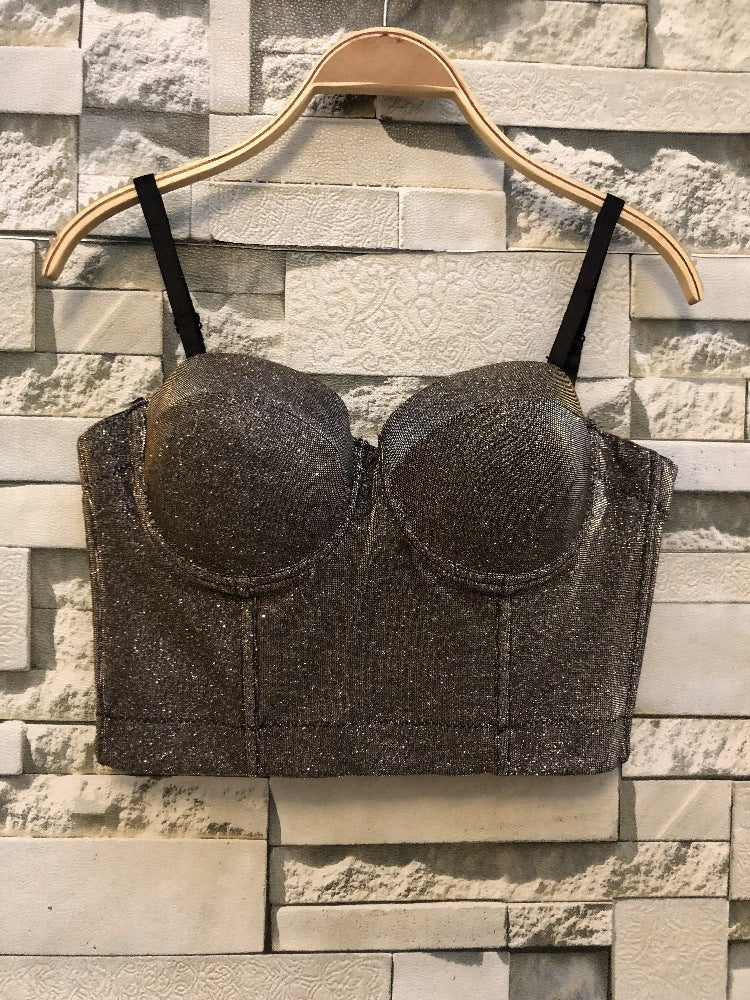 New Nightclub Sexy Flash High Waist INS Wild Tube Top Strap Top