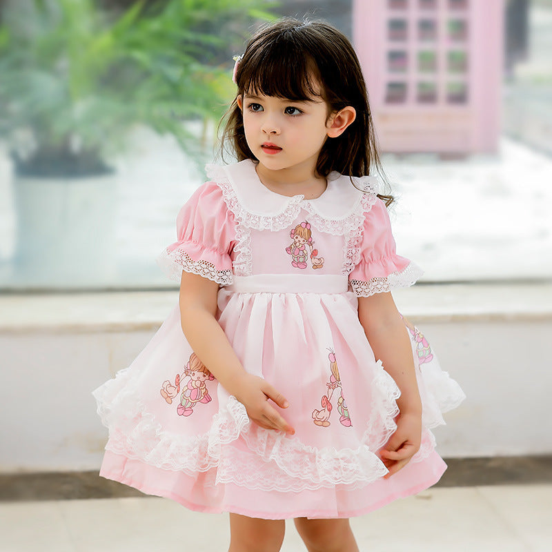 21 Years Summer New Children's Clothing Girls Dress Cartoon Lace Children Princess Dress Foreign Trade Supply