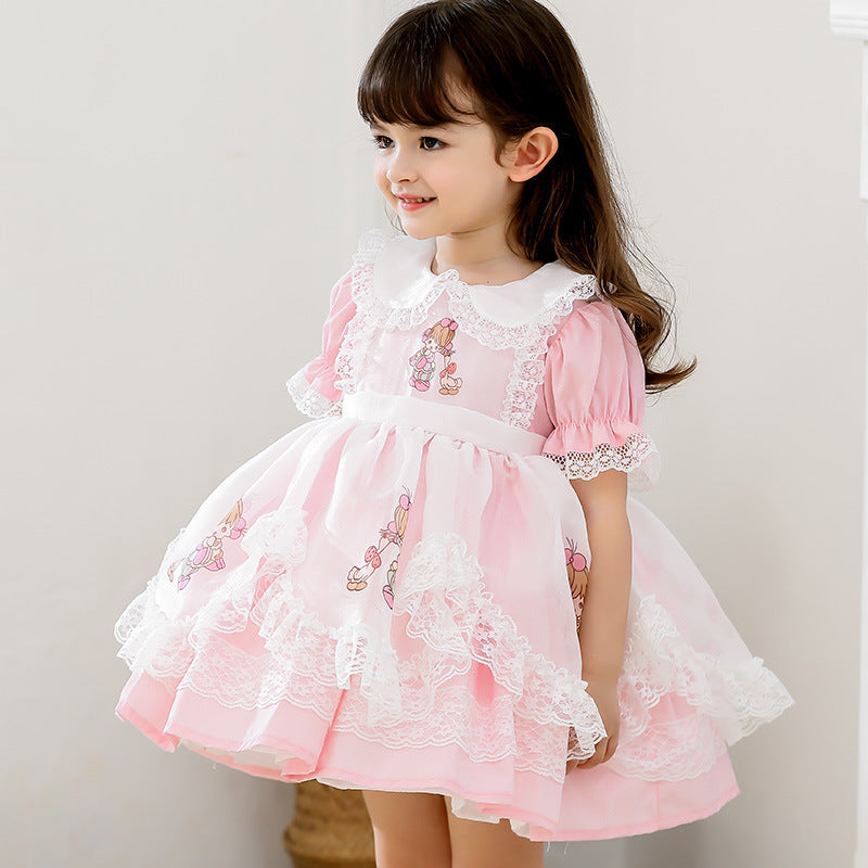 21 Years Summer New Children's Clothing Girls Dress Cartoon Lace Children Princess Dress Foreign Trade Supply