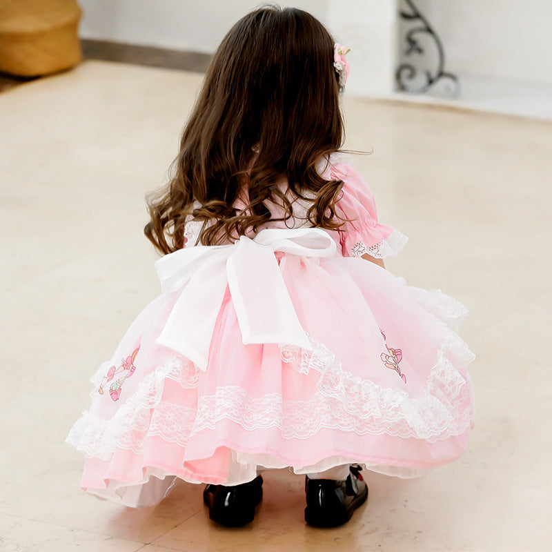 21 Years Summer New Children's Clothing Girls Dress Cartoon Lace Children Princess Dress Foreign Trade Supply