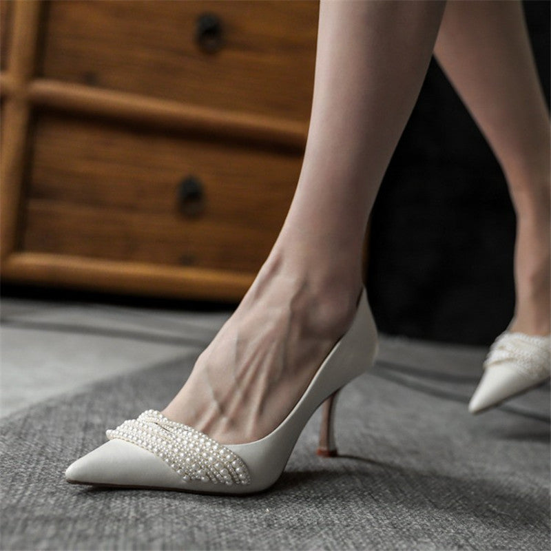 Sheepskin High Heels Women's Stiletto Heel European And American New Style Shallow Shoes