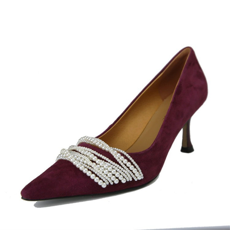 Sheepskin High Heels Women's Stiletto Heel European And American New Style Shallow Shoes