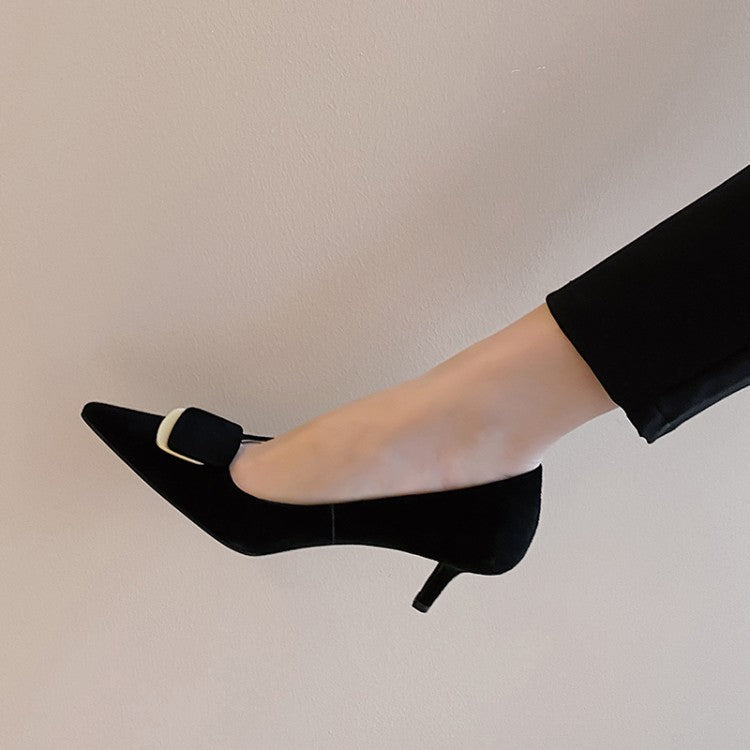 Stiletto Shoes, Sheepskin Insoles, Pointed Toe Women's Shoes, Solid Color High Heels