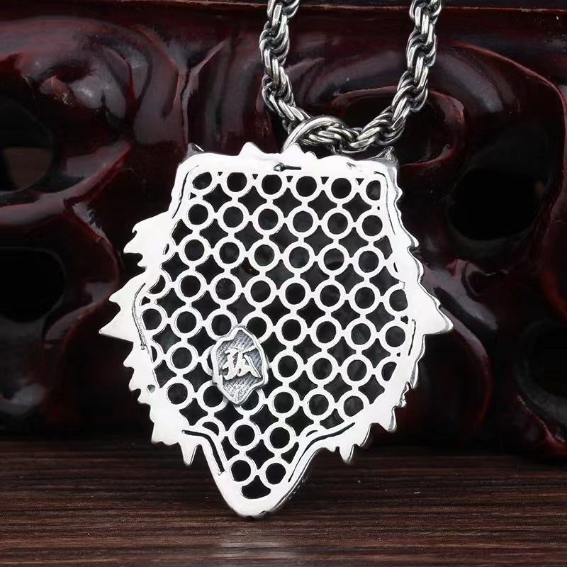 Vintage Sterling Silver Men's Wolf Head Necklace