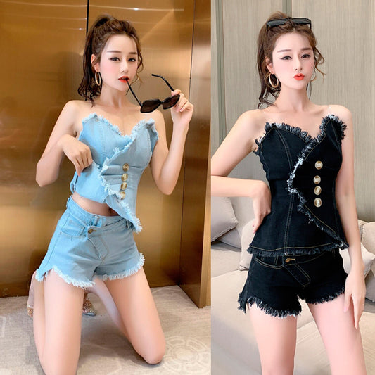 Sexy denim suit