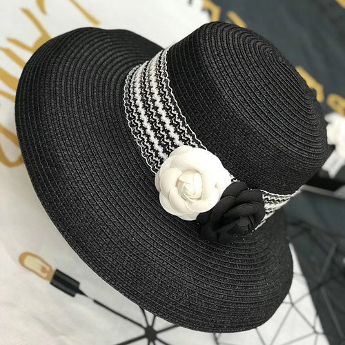 Camellia Retro Elegant Sunshade Straw Hat